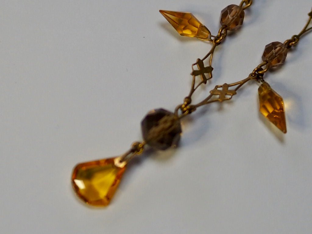 Antique Czech glass necklace amethyst/amber - Natalia Willmott