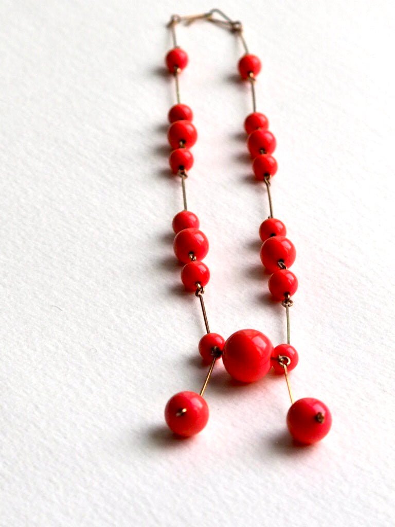 Antique Czech glass necklace coral - Natalia Willmott