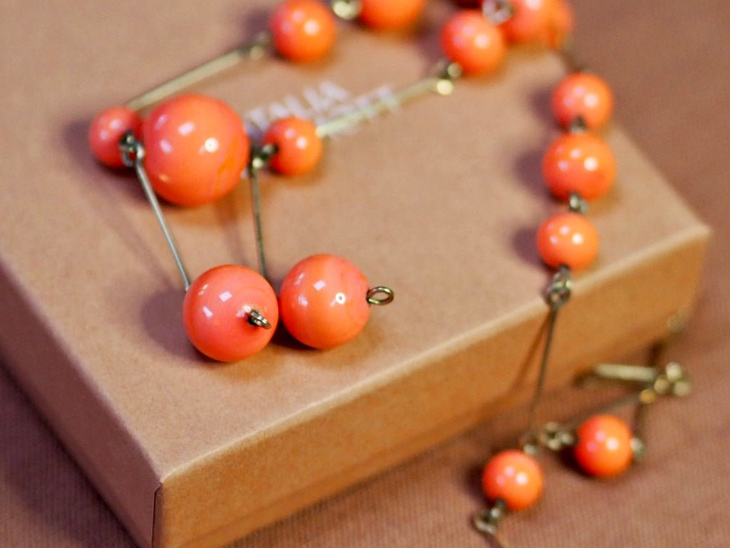 Antique Czech glass necklace coral - Natalia Willmott