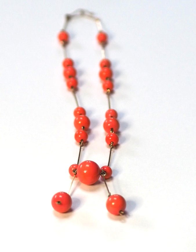 Antique Czech glass necklace coral - Natalia Willmott