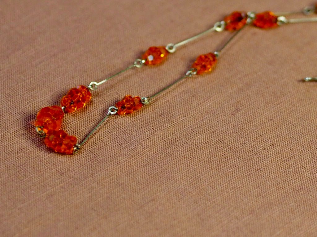 Antique Czech glass necklace orange/amber - Natalia Willmott