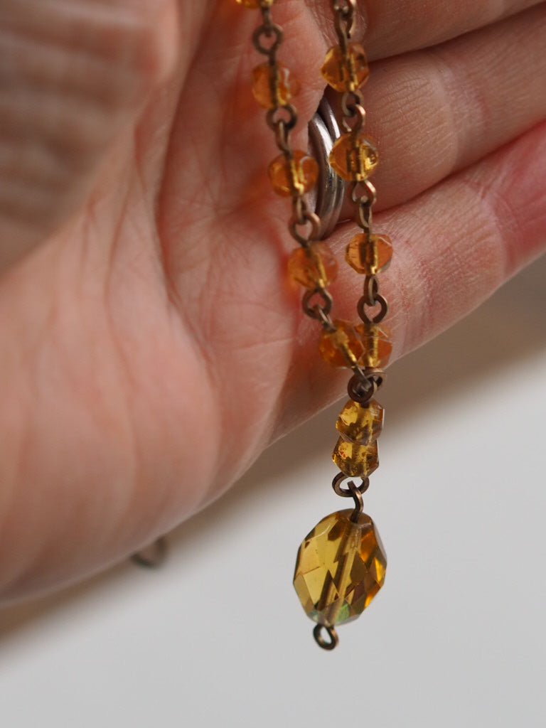 Antique Czech glass necklace orange/amber - Natalia Willmott