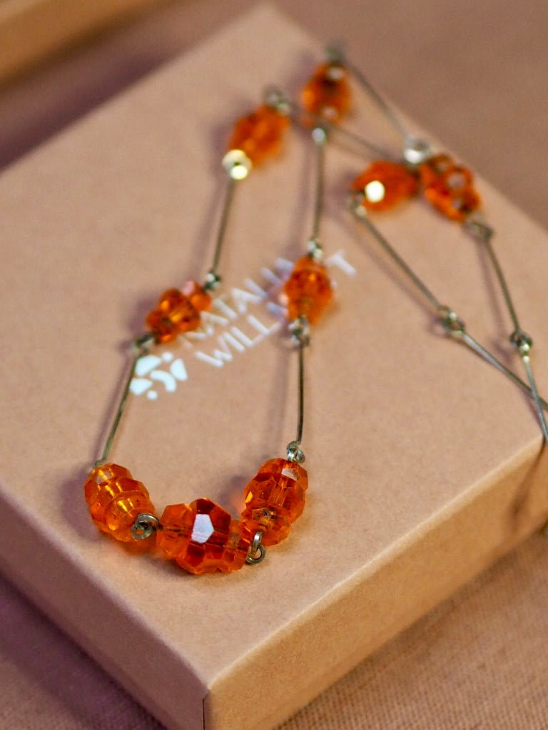 Antique Czech glass necklace orange/amber - Natalia Willmott