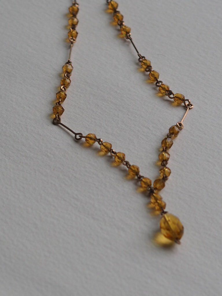 Antique Czech glass necklace orange/amber - Natalia Willmott