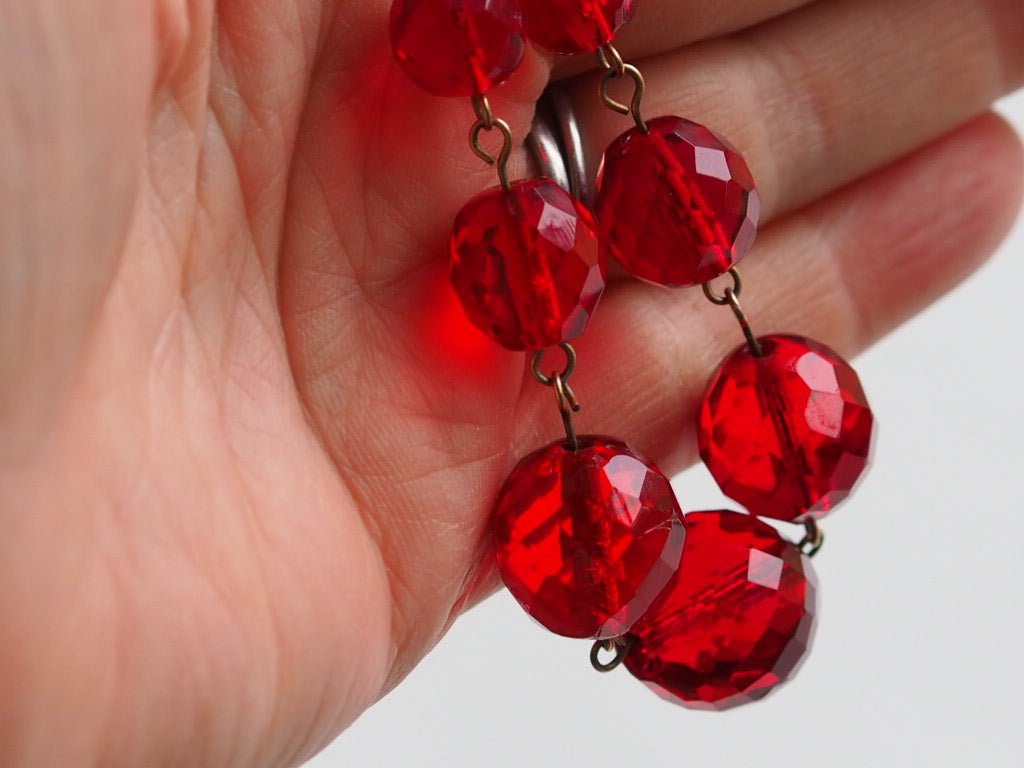 Antique Czech glass necklace red/transparent - Natalia Willmott