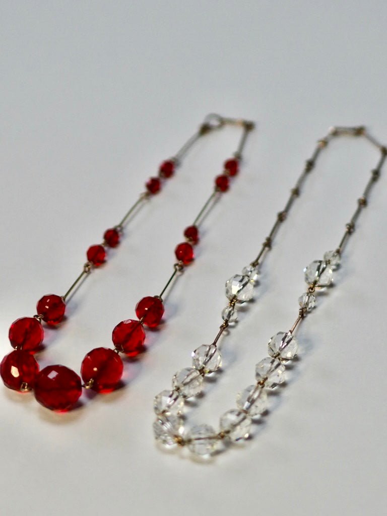 Antique Czech glass necklace red/transparent - Natalia Willmott