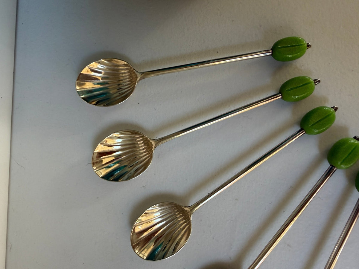 Antique EPNS coffee Beans ends cocktail spoons – Boxed Set of Six - Natalia Willmott