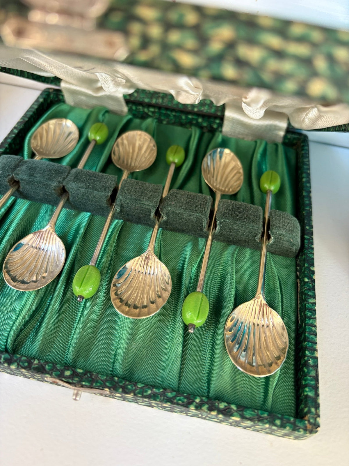 Antique EPNS coffee Beans ends cocktail spoons – Boxed Set of Six - Natalia Willmott