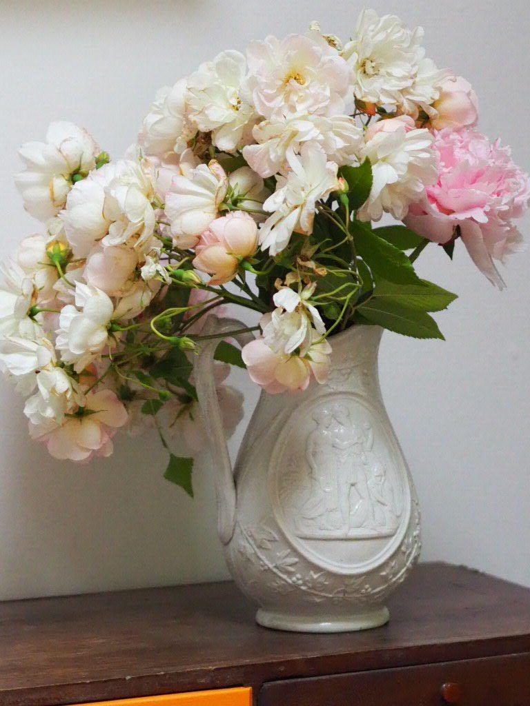 Antique Relief-Moulded Creamware Jug – Childhood (Spring) and Youth (Summer) - Natalia Willmott
