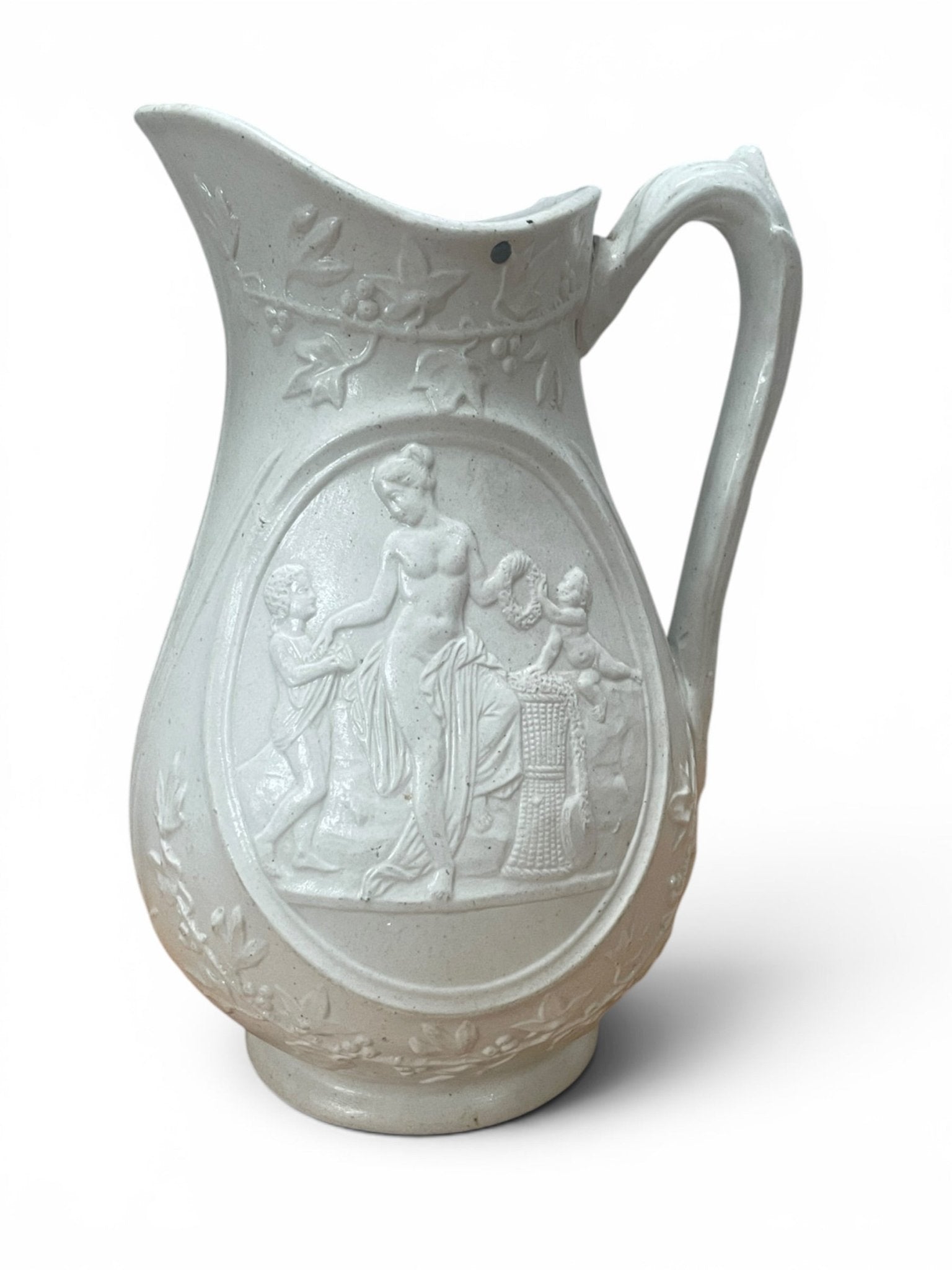 Antique Relief-Moulded Creamware Jug – Childhood (Spring) and Youth (Summer) - Natalia Willmott