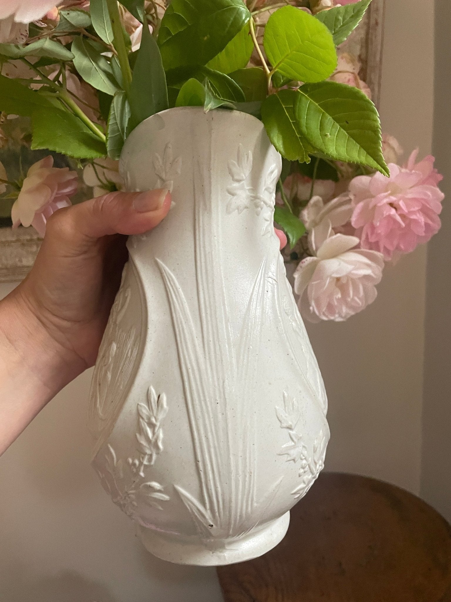 Antique Relief-Moulded Creamware Jug – Childhood (Spring) and Youth (Summer) - Natalia Willmott