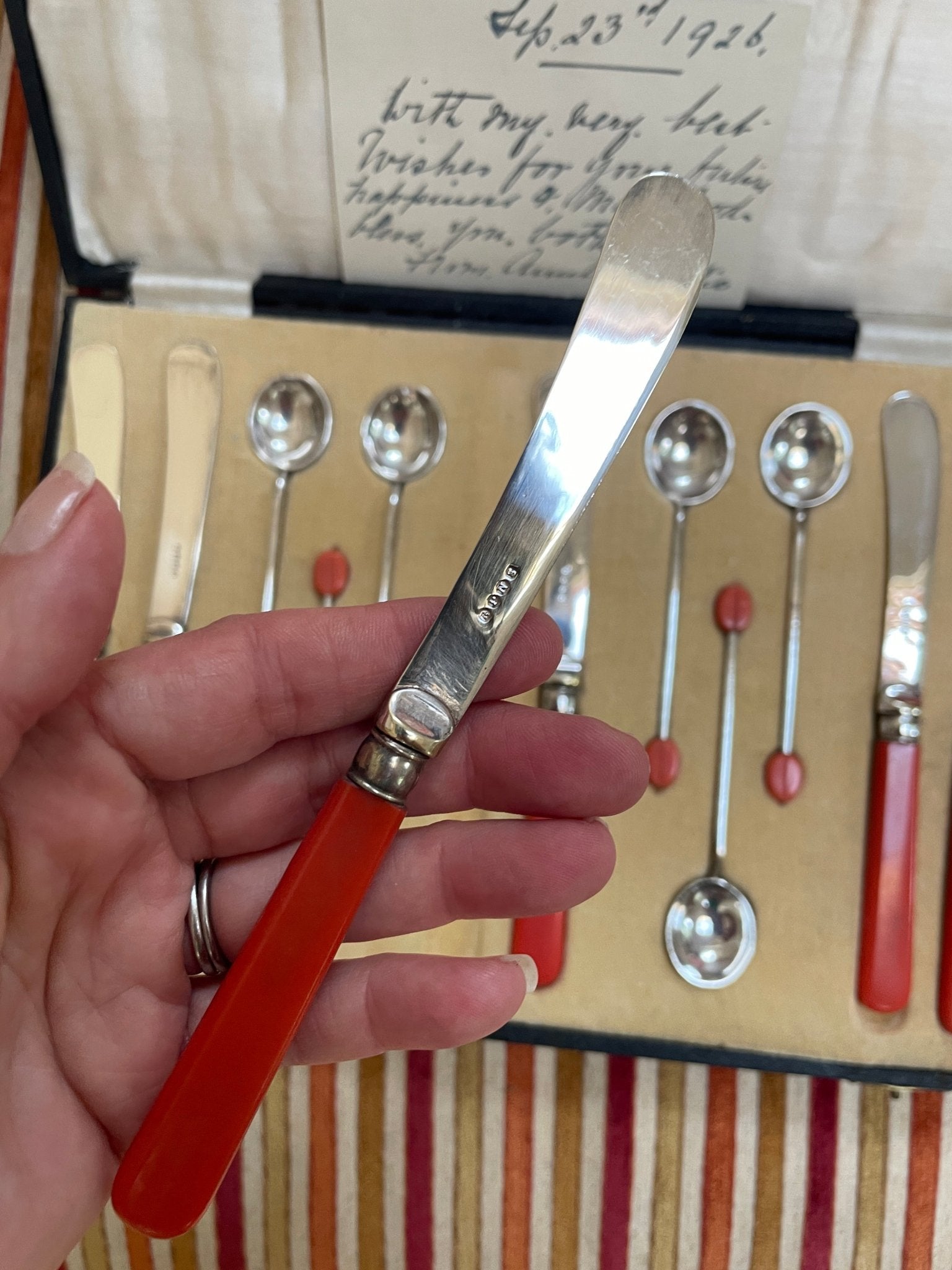 Art deco cocktail Bakelite and silverplated knife and spoon set - Natalia Willmott
