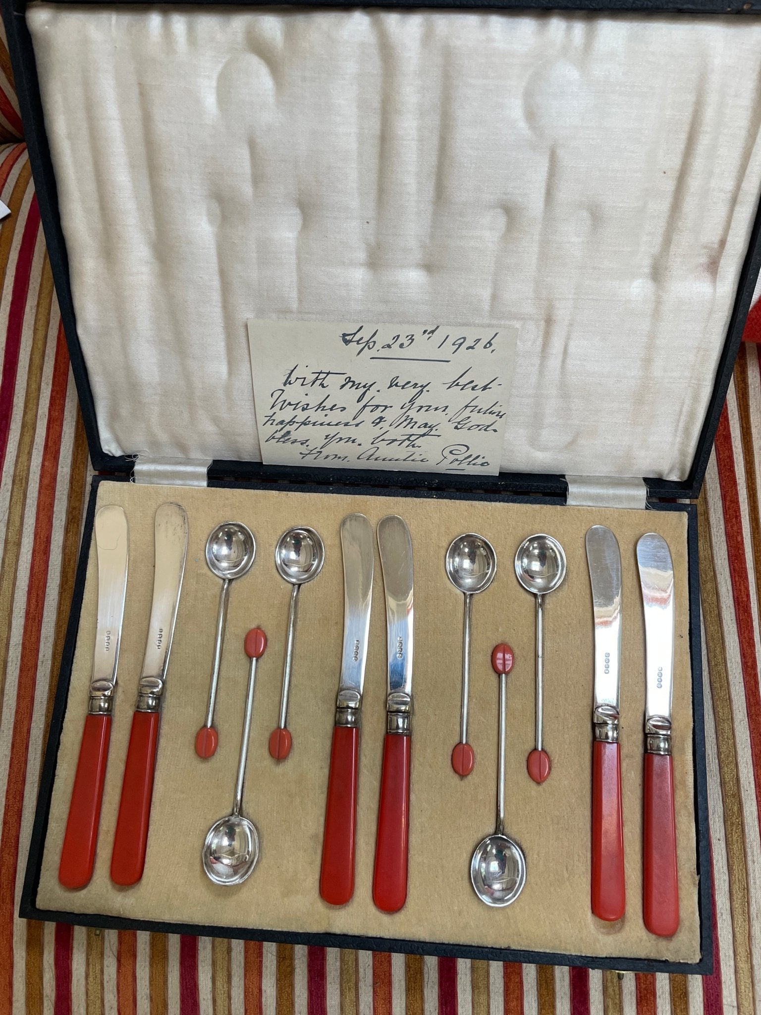 Art deco cocktail Bakelite and silverplated knife and spoon set - Natalia Willmott