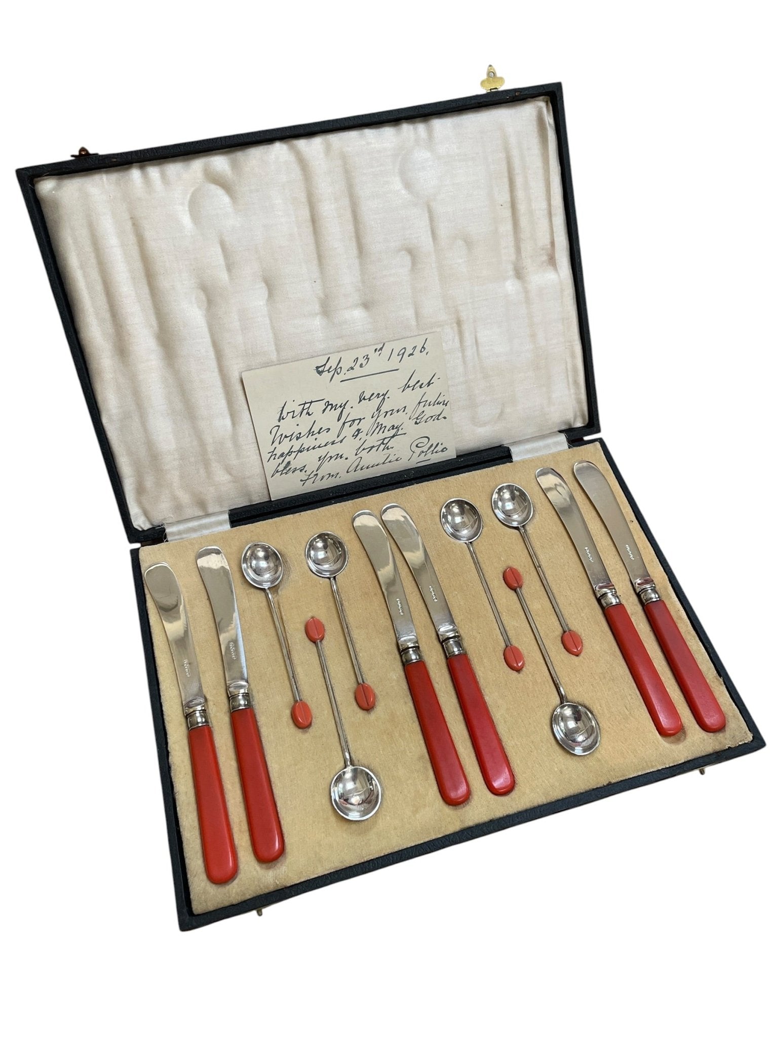 Art deco cocktail Bakelite and silverplated knife and spoon set - Natalia Willmott