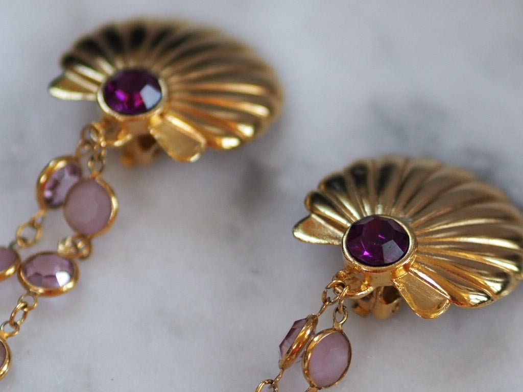 Art deco revival shell clip on earrings - Natalia Willmott