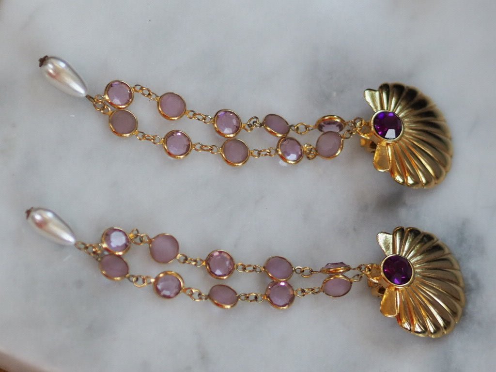 Art deco revival shell clip on earrings - Natalia Willmott