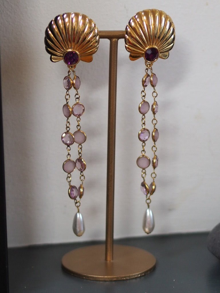 Art deco revival shell clip on earrings - Natalia Willmott