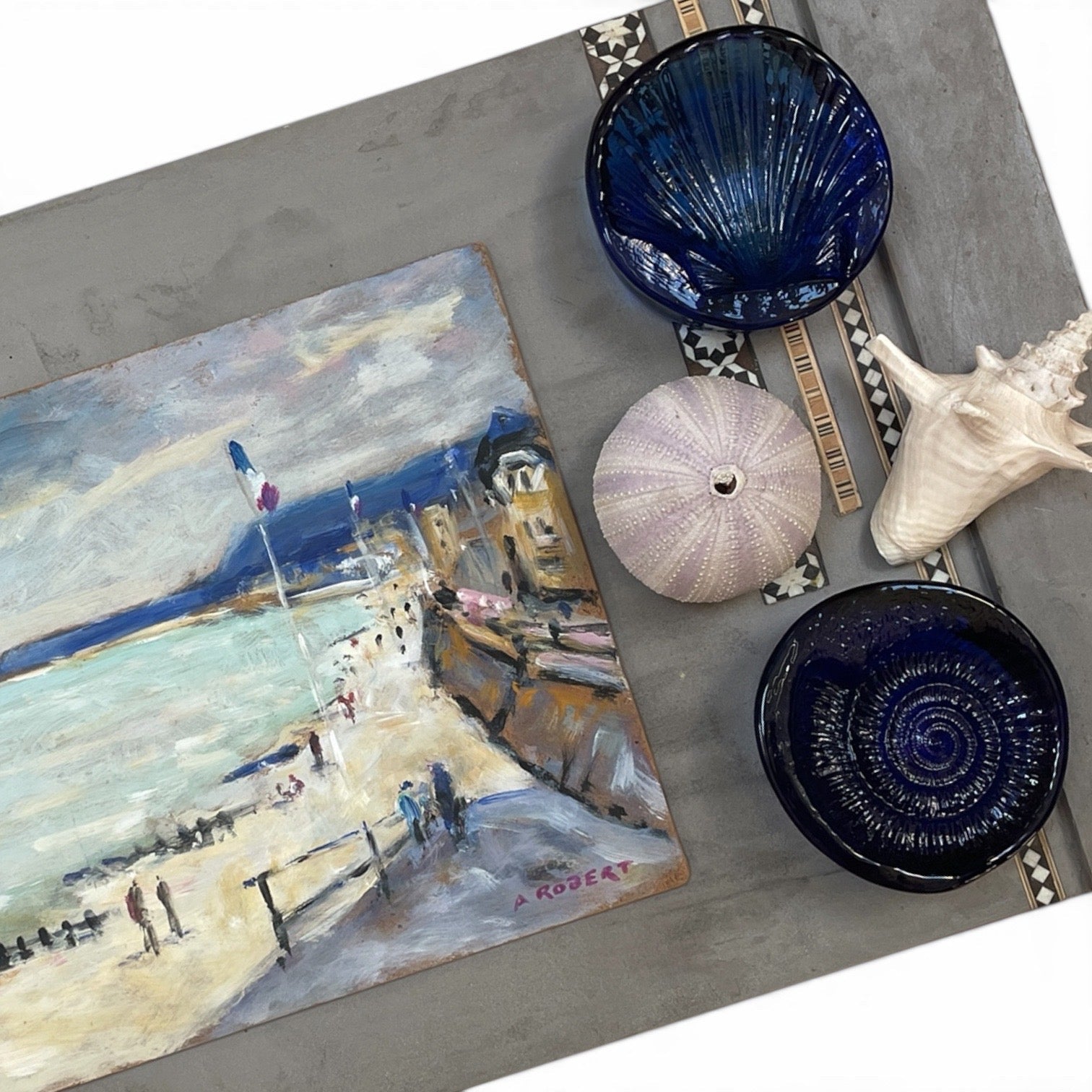 Art glass ammonite and shell - Natalia Willmott