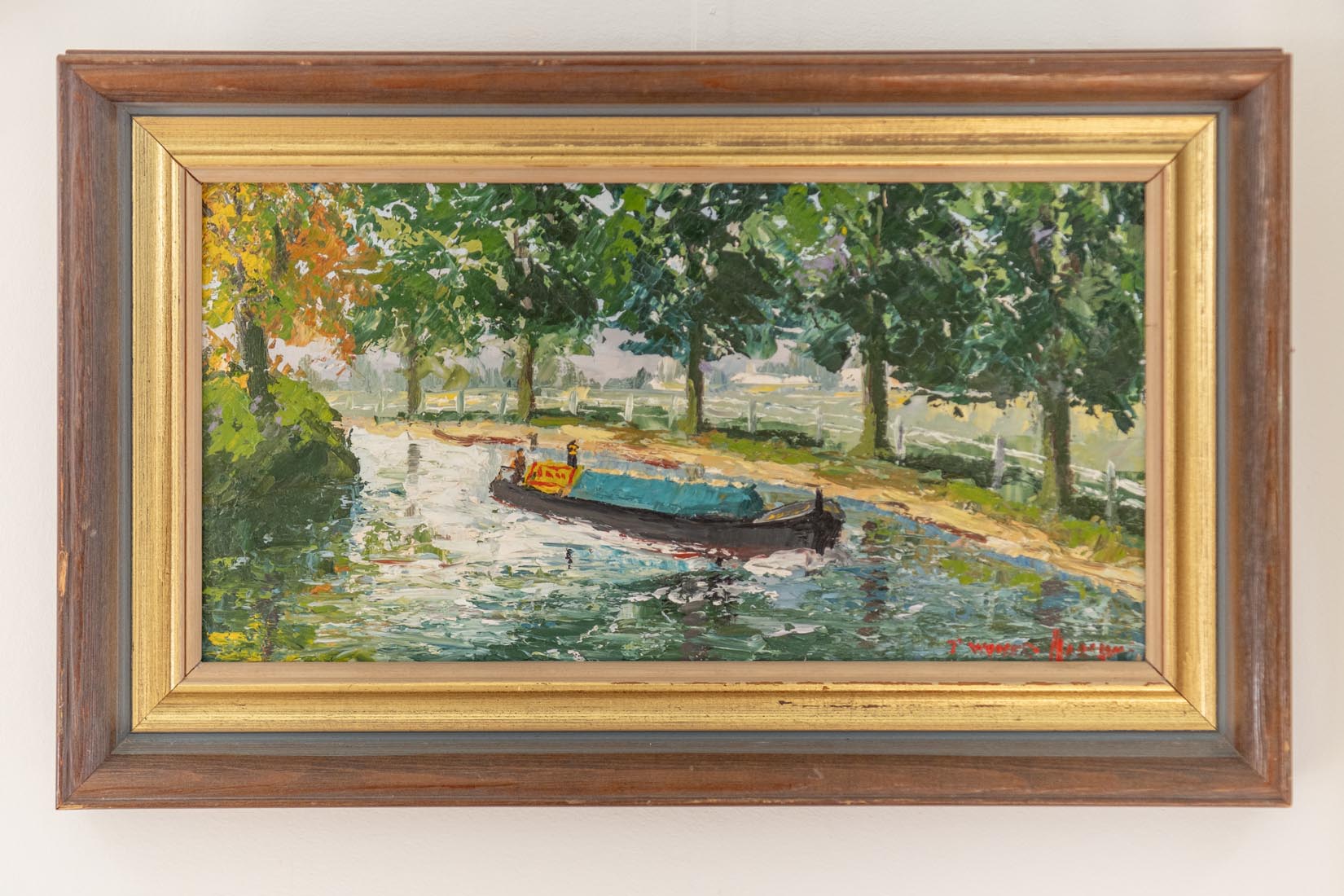 Barge on the river oil painting - Natalia Willmott