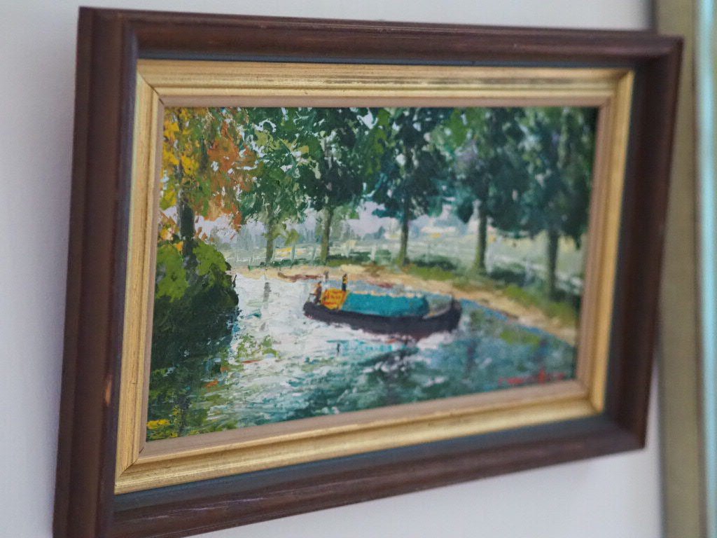 Barge on the river oil painting - Natalia Willmott