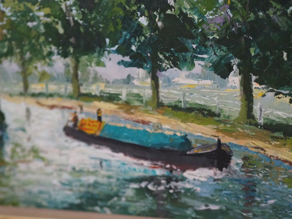 Barge on the river oil painting - Natalia Willmott