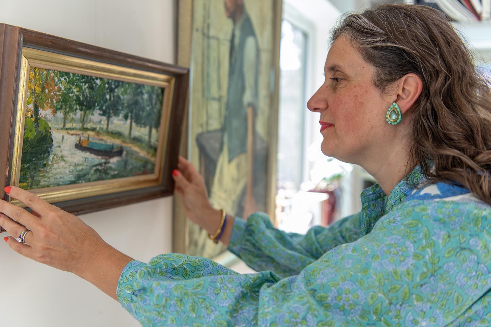 Barge on the river oil painting - Natalia Willmott