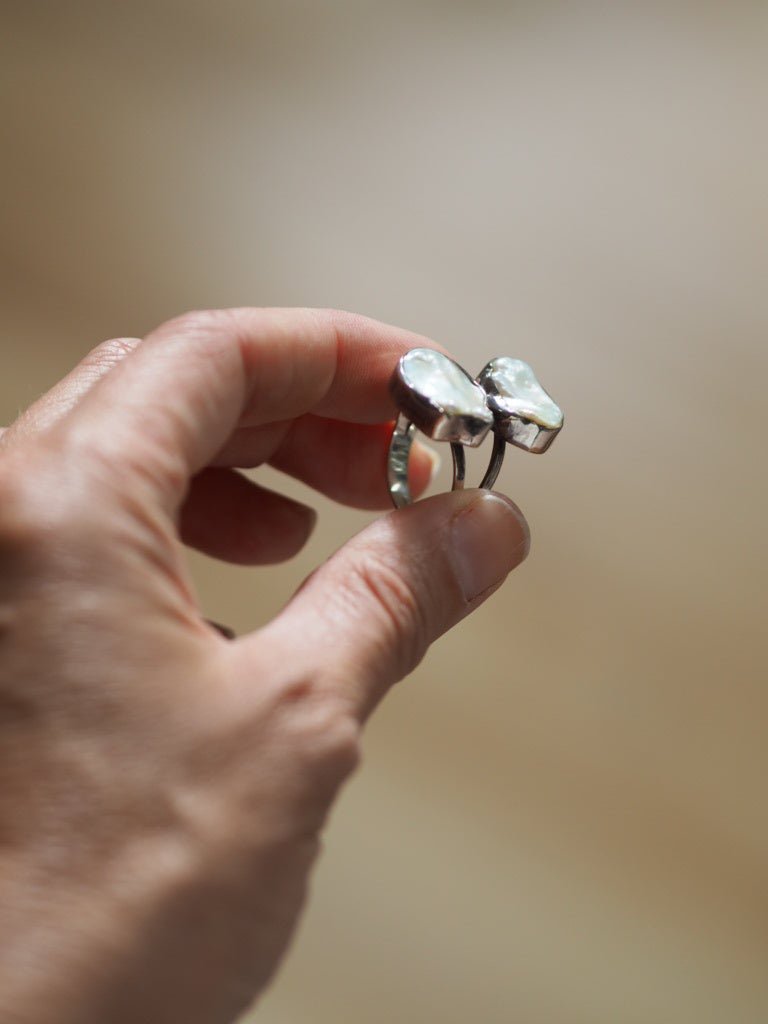 Baroque pearl duo sterling silver ring - Natalia Willmott