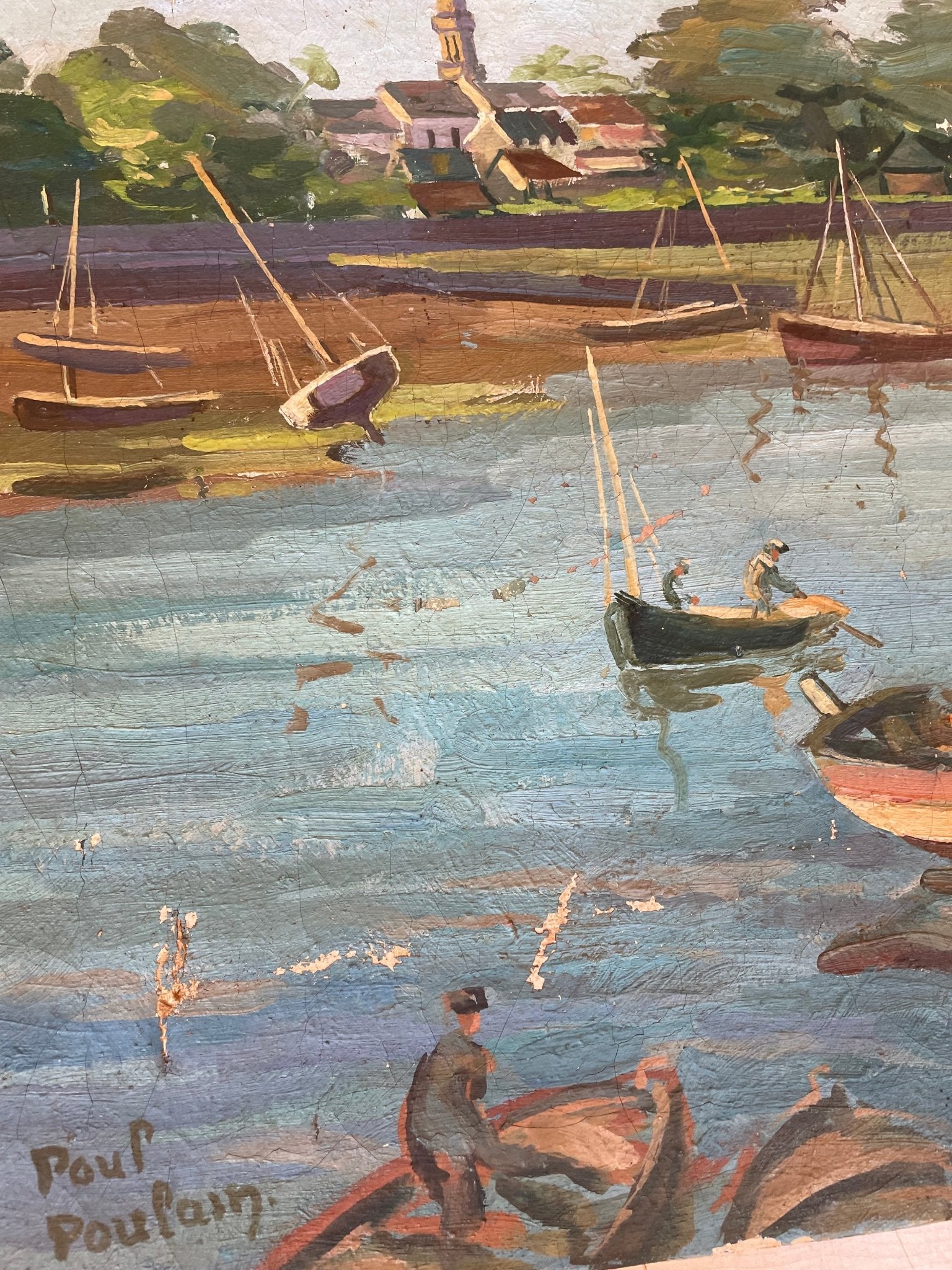 Barques à Loctudy "Boats" by Paul Poulain oil on canvas - Natalia Willmott