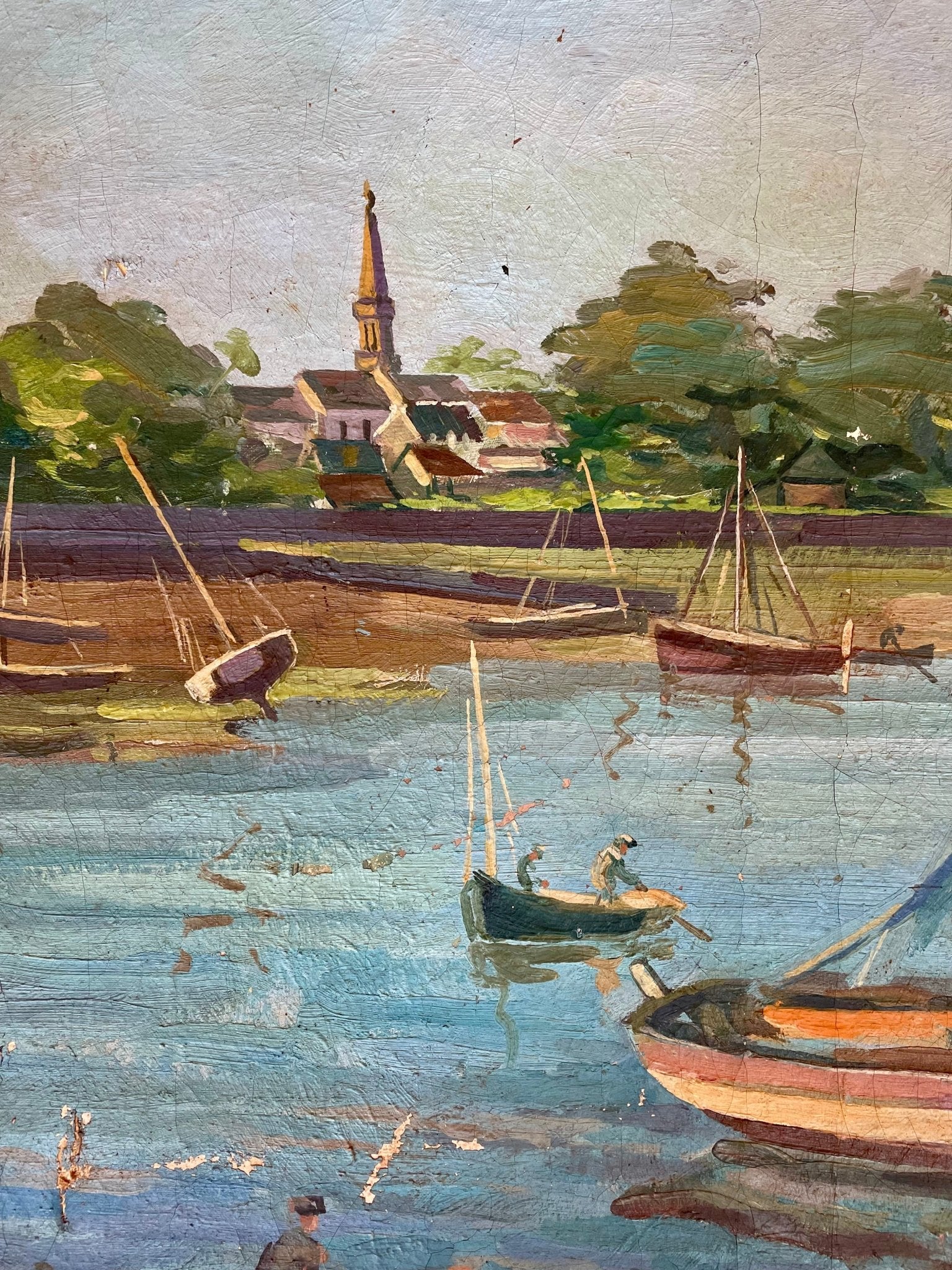Barques à Loctudy "Boats" by Paul Poulain oil on canvas - Natalia Willmott
