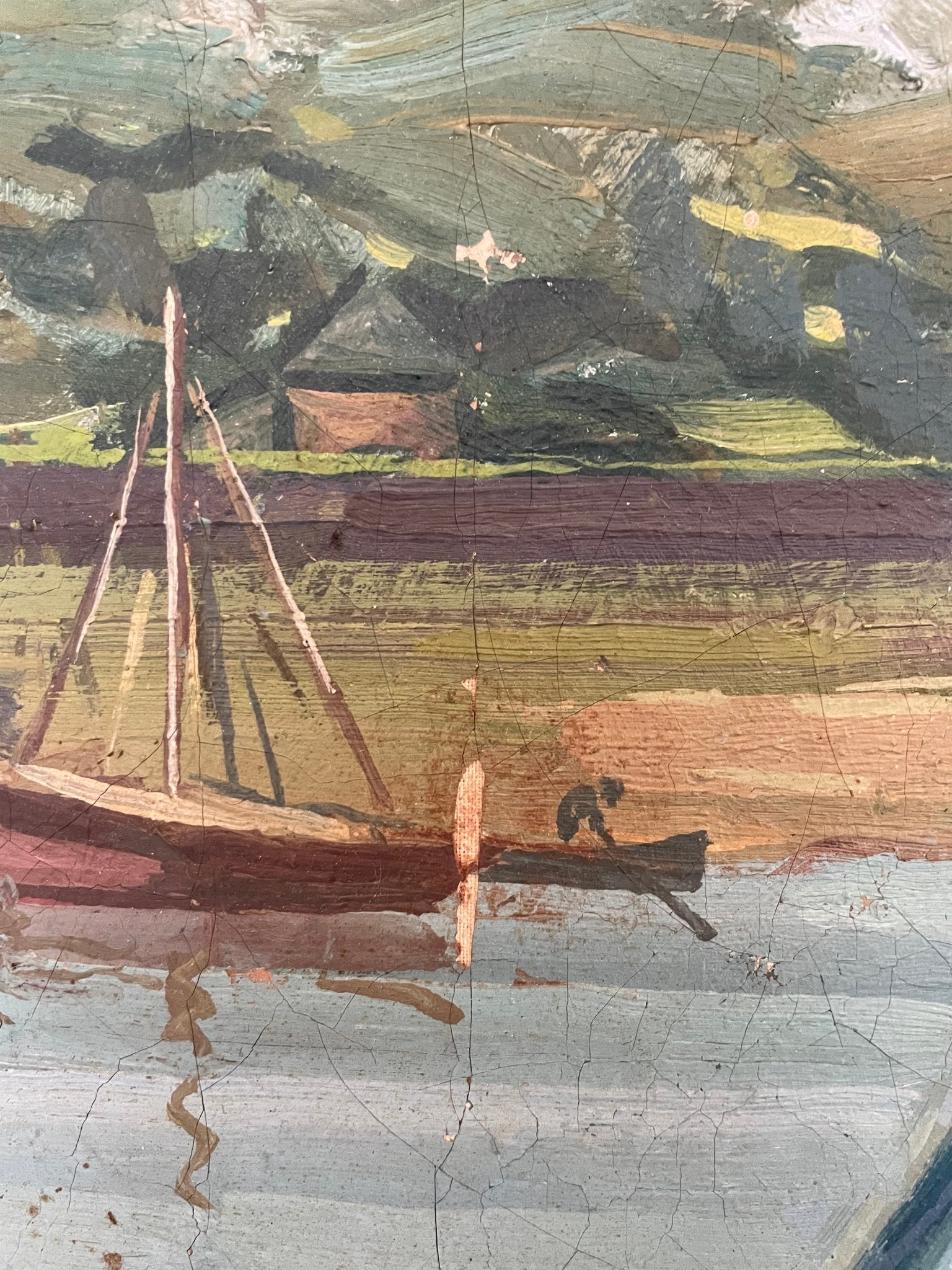 Barques à Loctudy "Boats" by Paul Poulain oil on canvas - Natalia Willmott