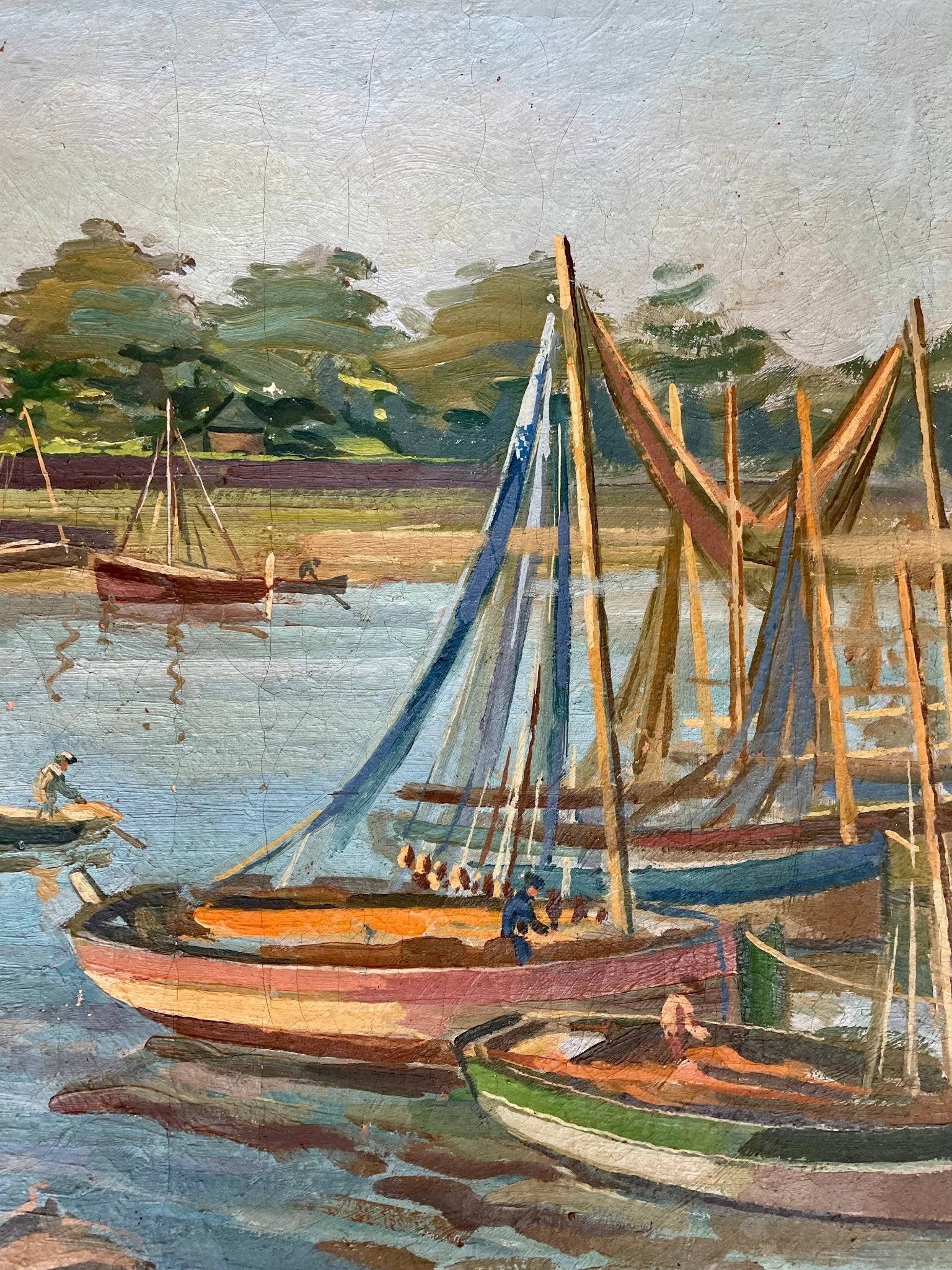 Barques à Loctudy "Boats" by Paul Poulain oil on canvas - Natalia Willmott