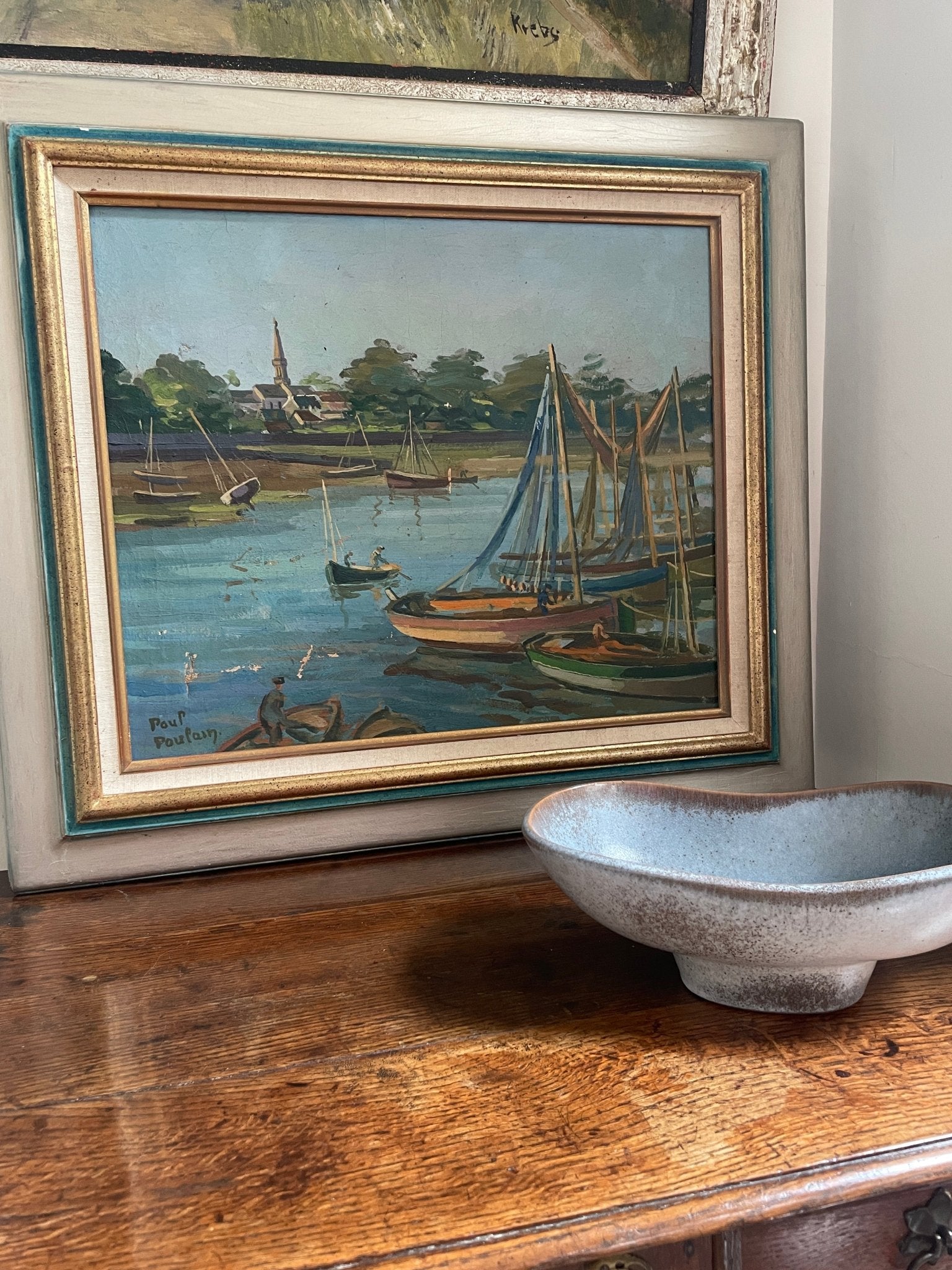 Barques à Loctudy "Boats" by Paul Poulain oil on canvas - Natalia Willmott