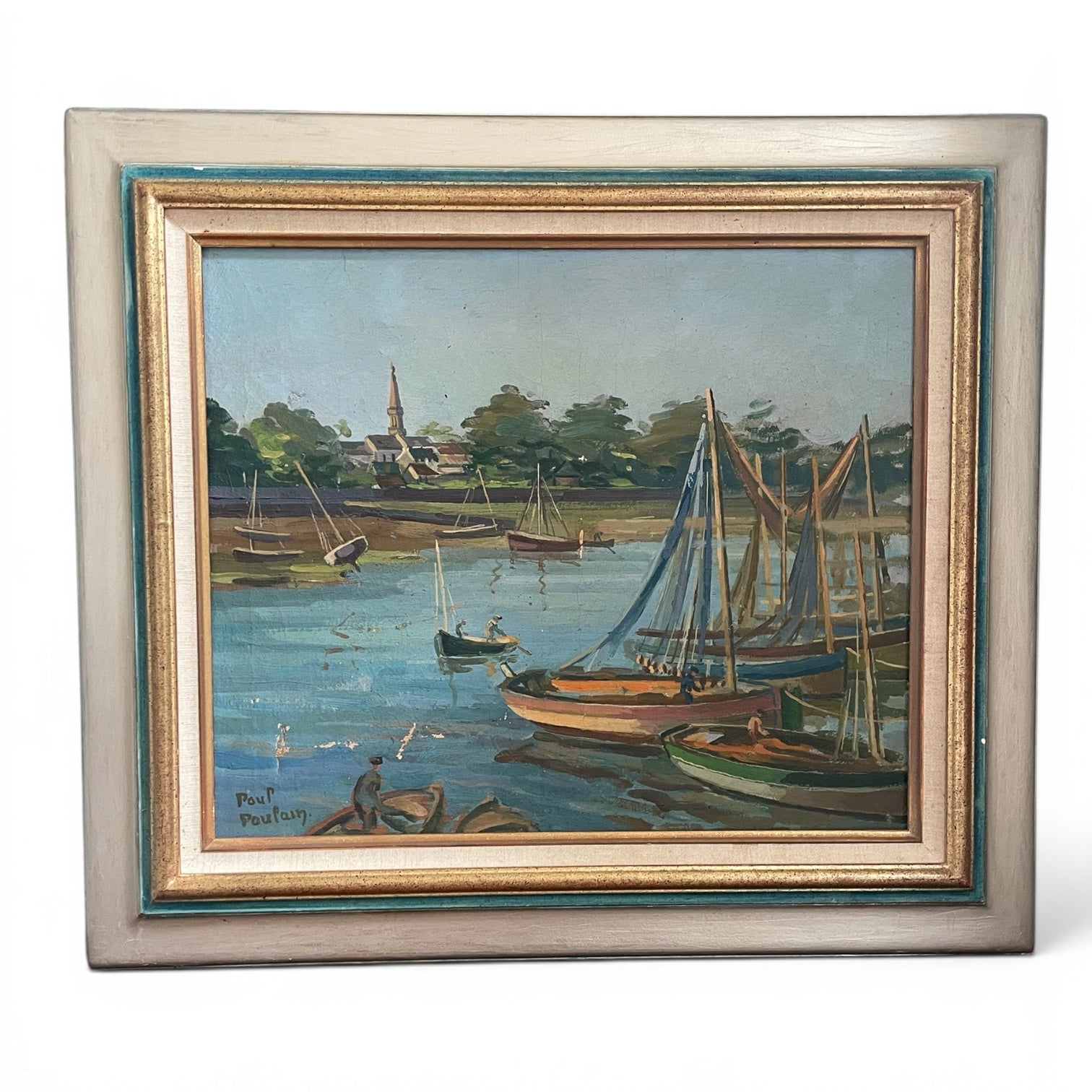 Barques à Loctudy "Boats" by Paul Poulain oil on canvas - Natalia Willmott