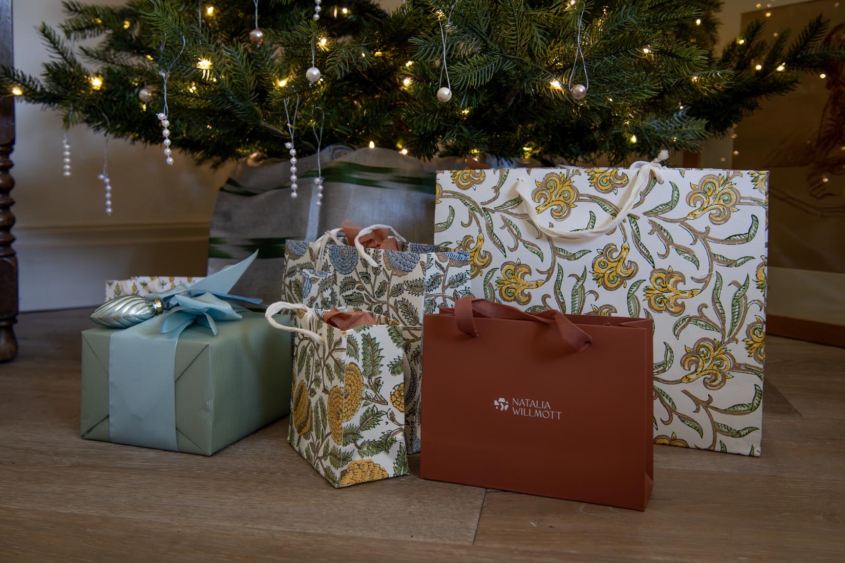 Block Printed Gift Bags (large)- Sunshine yellow - Natalia Willmott