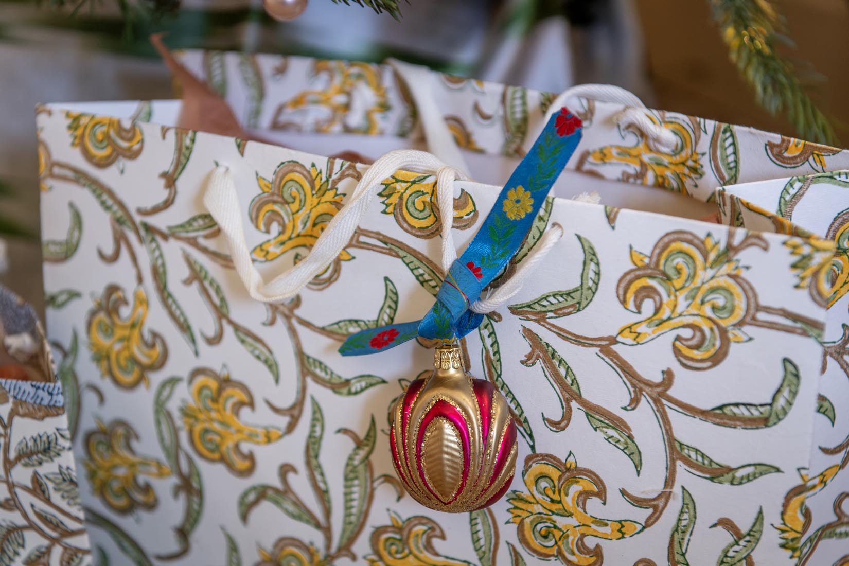 Block Printed Gift Bags (large)- Sunshine yellow - Natalia Willmott
