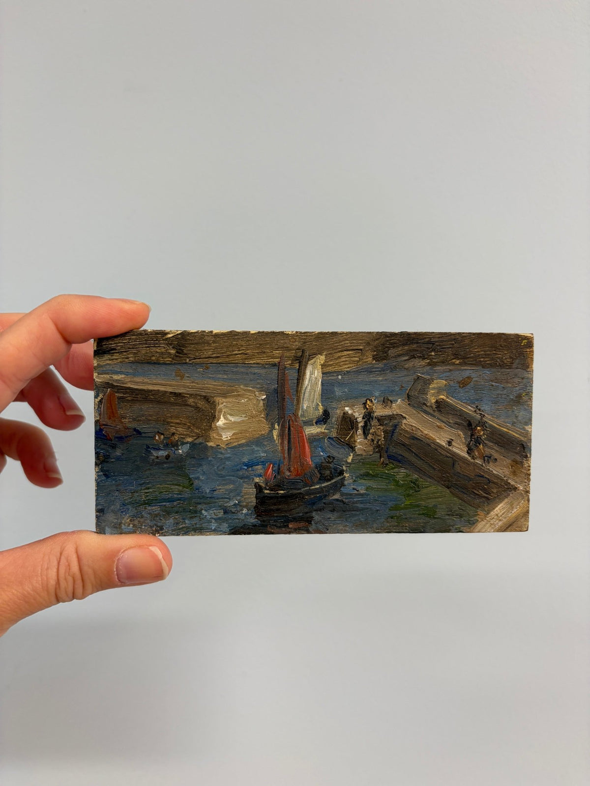 Boats St Ives small oil painting - Natalia Willmott