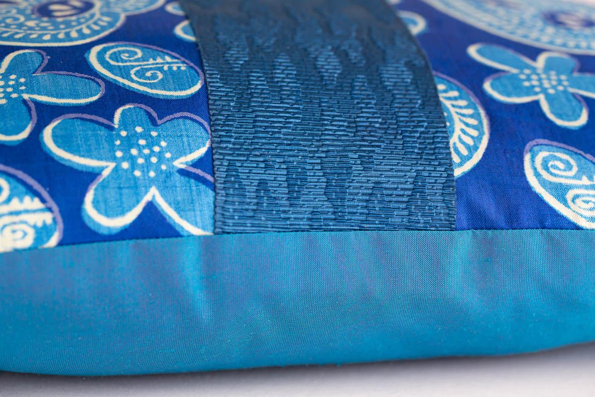 Boteh Blue SILK CUSHION by My Billet Doux - Natalia Willmott