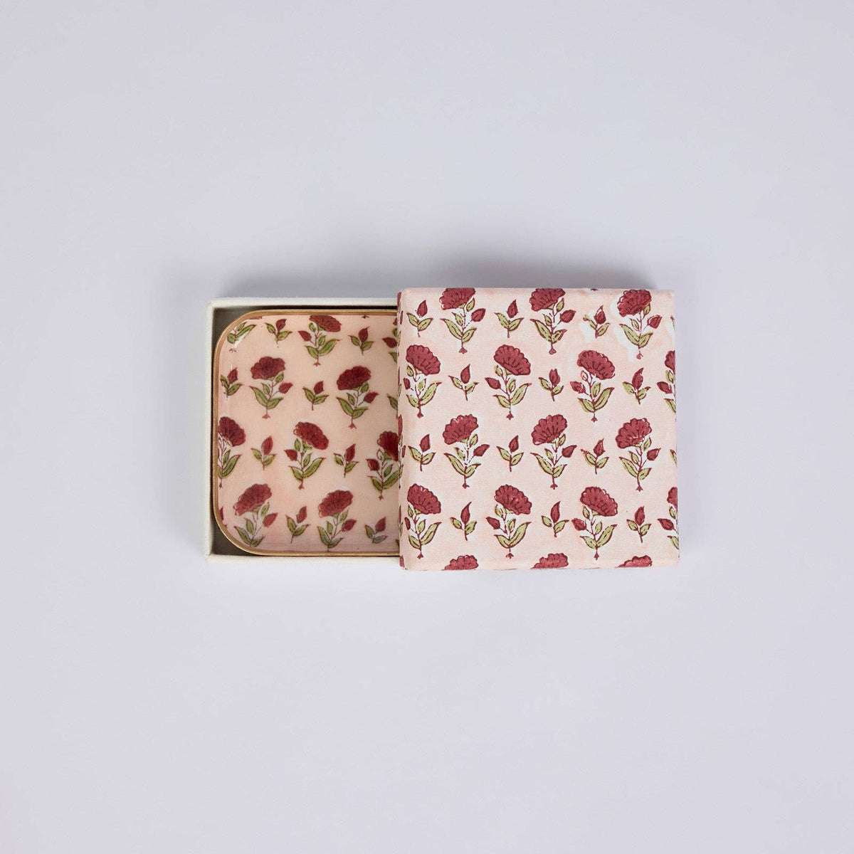 Boxed Decorative Enamelled Coasters (Set of 2) - Ditsy Floral Scarlet - Natalia Willmott