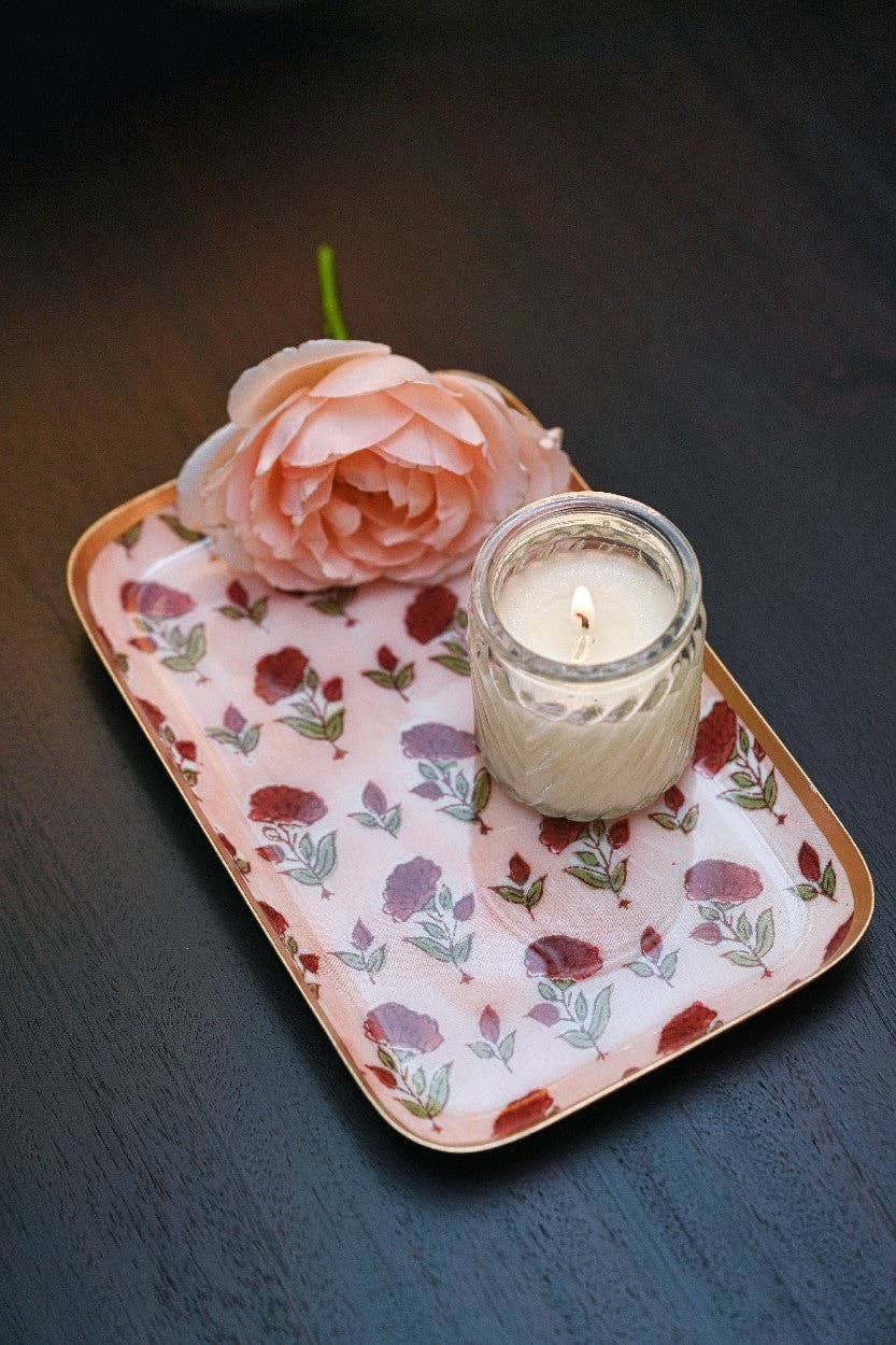 Boxed Decorative Enamelled Tray (Small) - Ditsy Floral Scarlet - Natalia Willmott