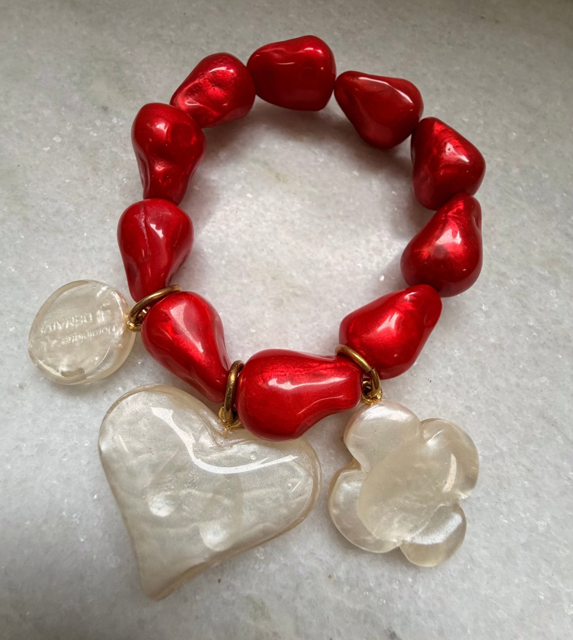 Bracelet "Heart" Yannick coral and mother of pearl - Natalia Willmott