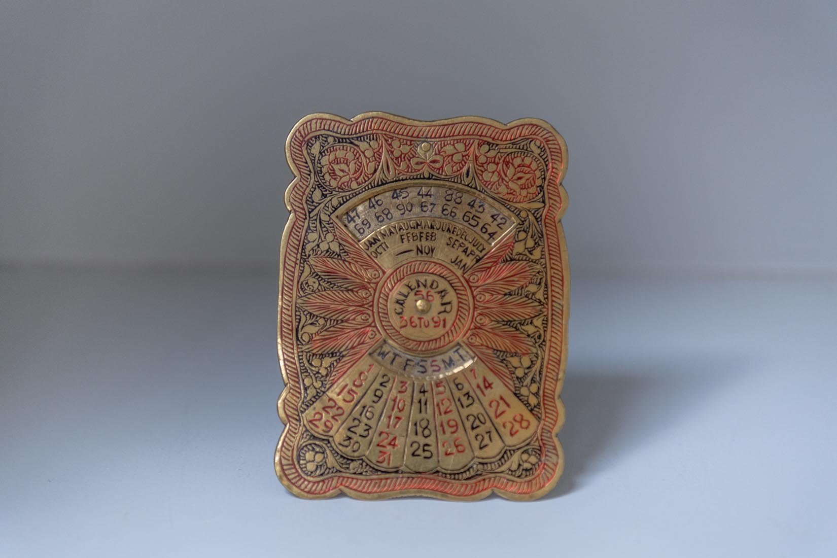 brass vintage Indian perpetual calendar - Natalia Willmott