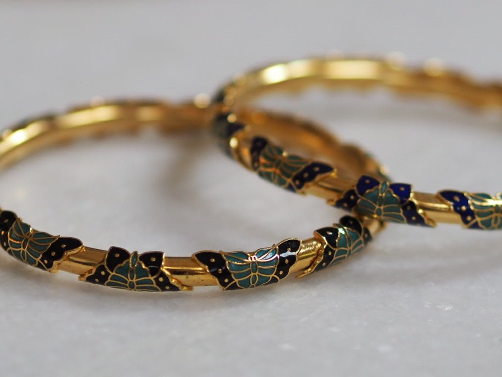 Butterflies - vintage cloisonne bangle - Natalia Willmott