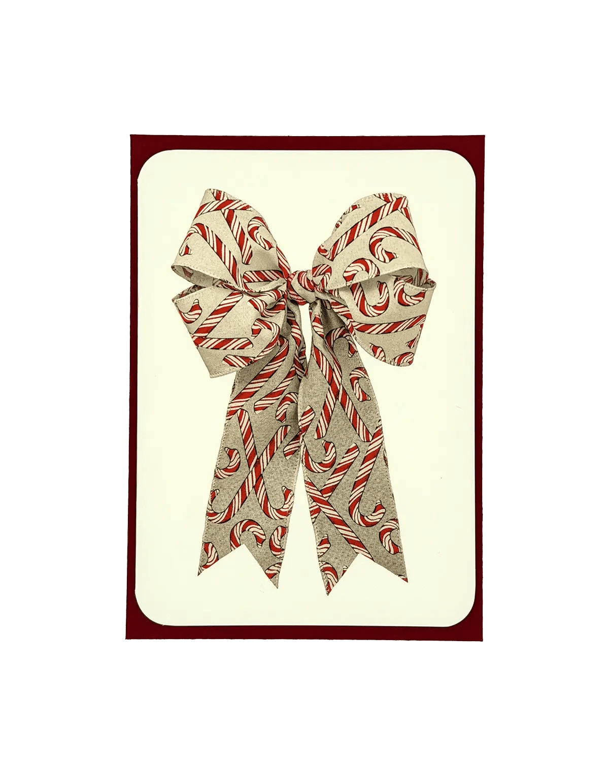 Candy Cane Bow Christmas Greeting Card | Christmas Card - Natalia Willmott