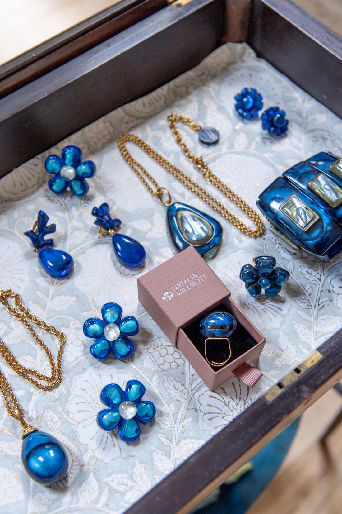 Clip on earrings "Antoine" turquoise denim - Natalia Willmott