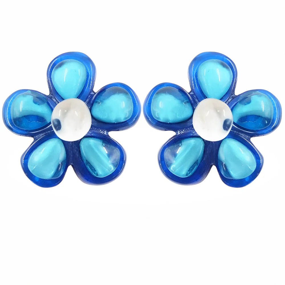 Clip on earrings "Antoine" turquoise denim - Natalia Willmott