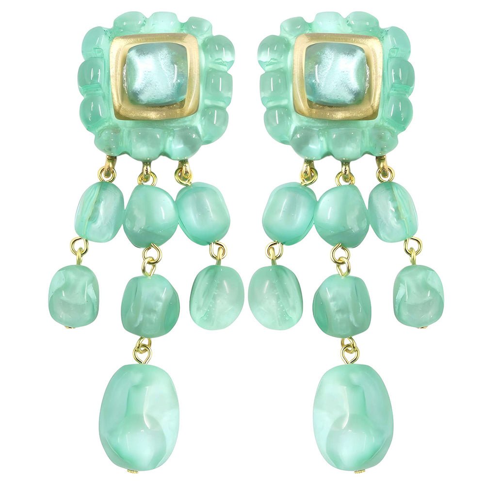 Clip on earrings "Larissa" tassel spearmint - Natalia Willmott