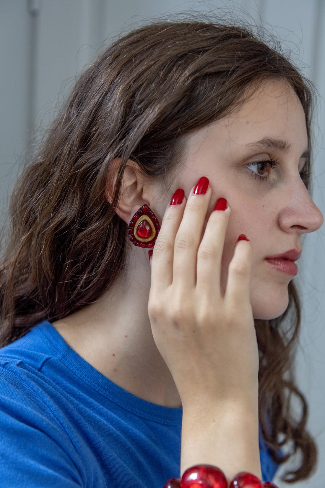 Clip on earrings "Liliane" red - Natalia Willmott