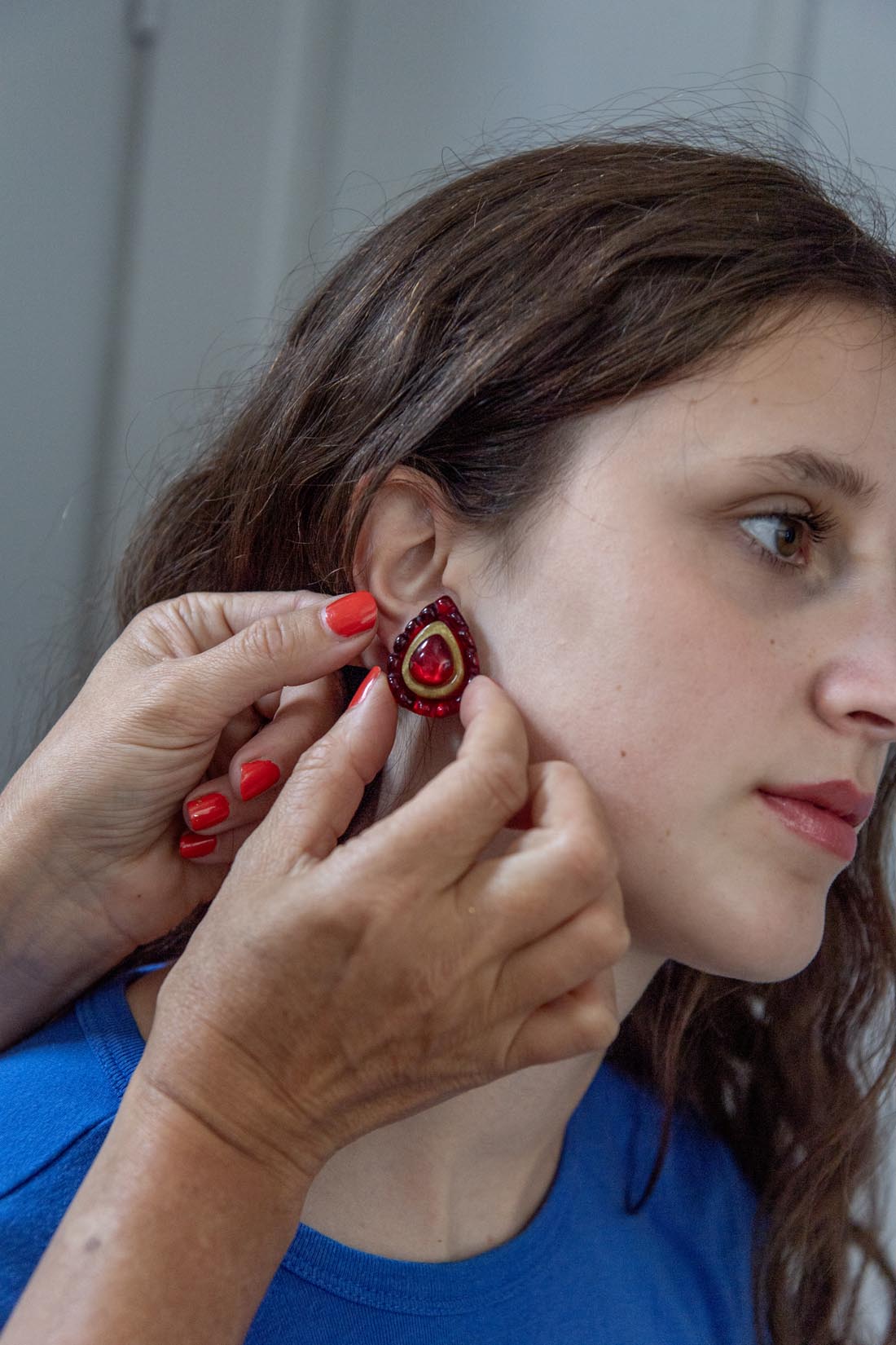 Clip on earrings "Liliane" red - Natalia Willmott