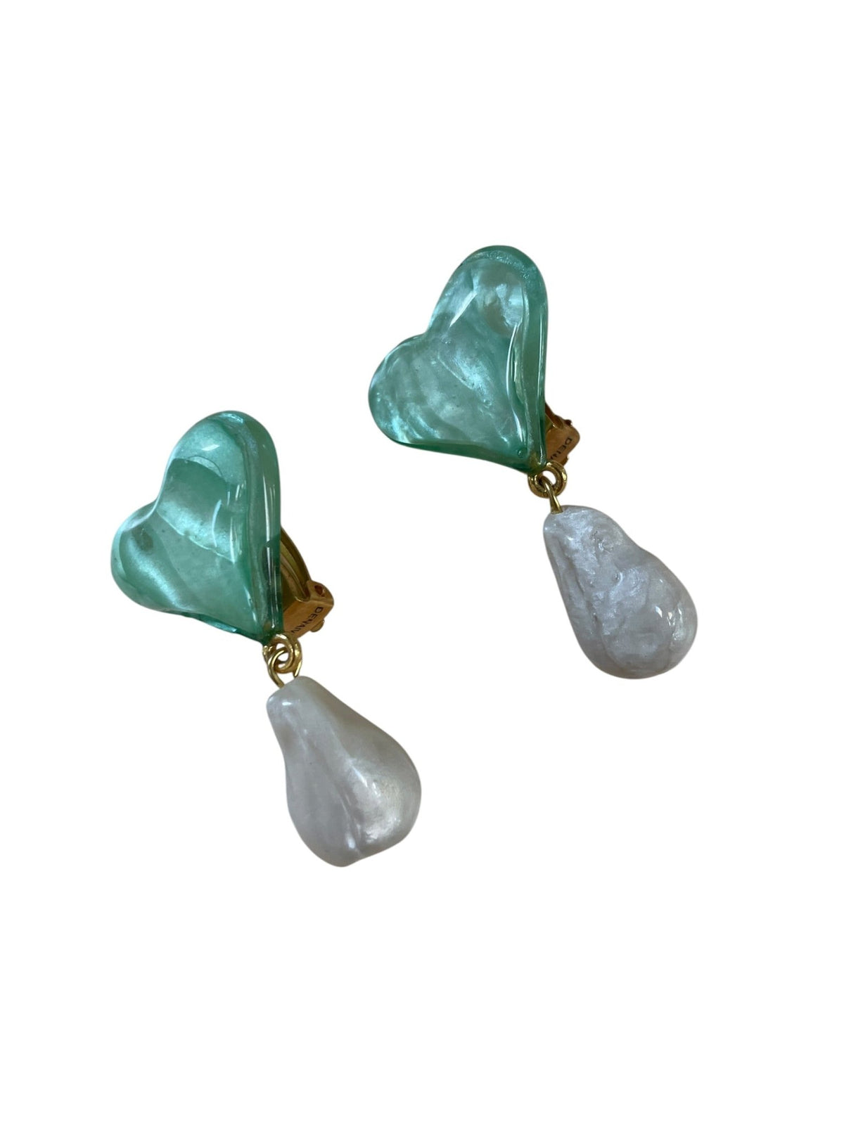 Clip on earrings "Richarde” heart mint green - Natalia Willmott