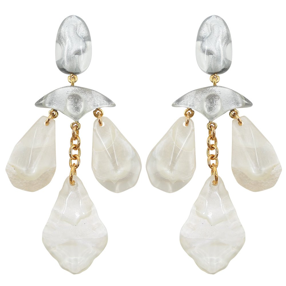 Clip on earrings "Yori" grey and mother of pearl - Natalia Willmott